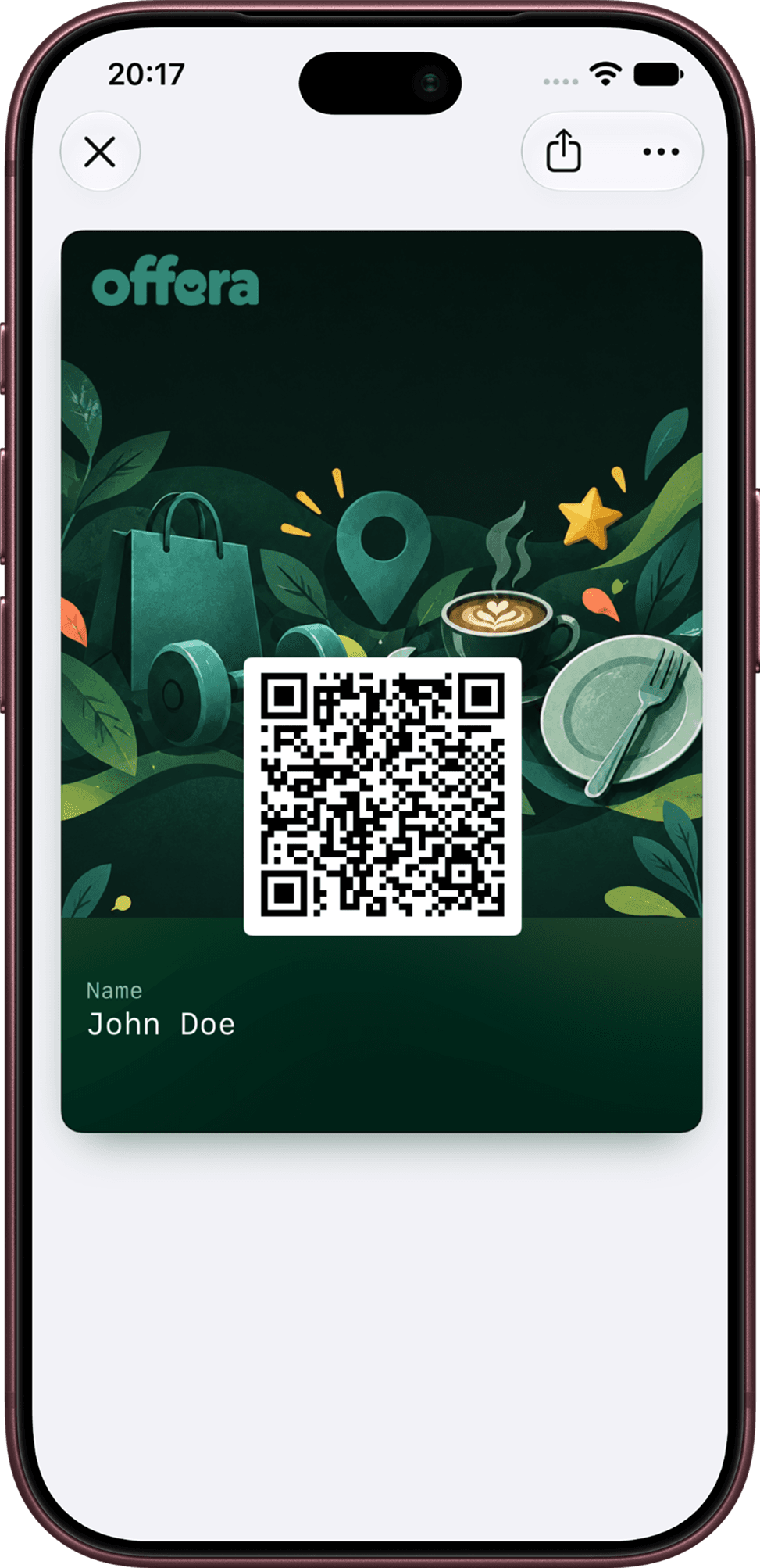 Offera Apple Wallet pass with a customer QR code